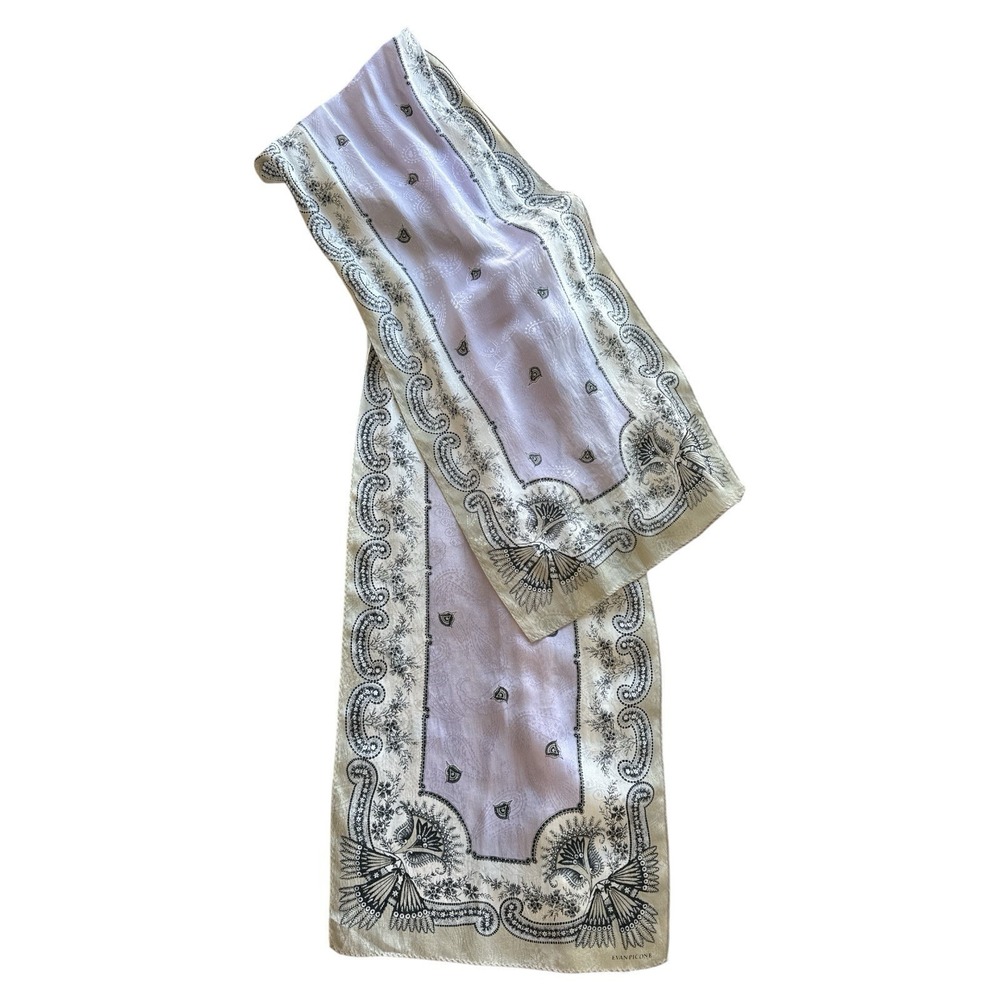Evan Picone 100% Silk Scarf Head Tie Neck Floral Vintage 80's 90's Rolled Edge - Picture 2 of 4